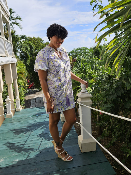 Shelly Island Medley Dress- Purple/Yellow-green