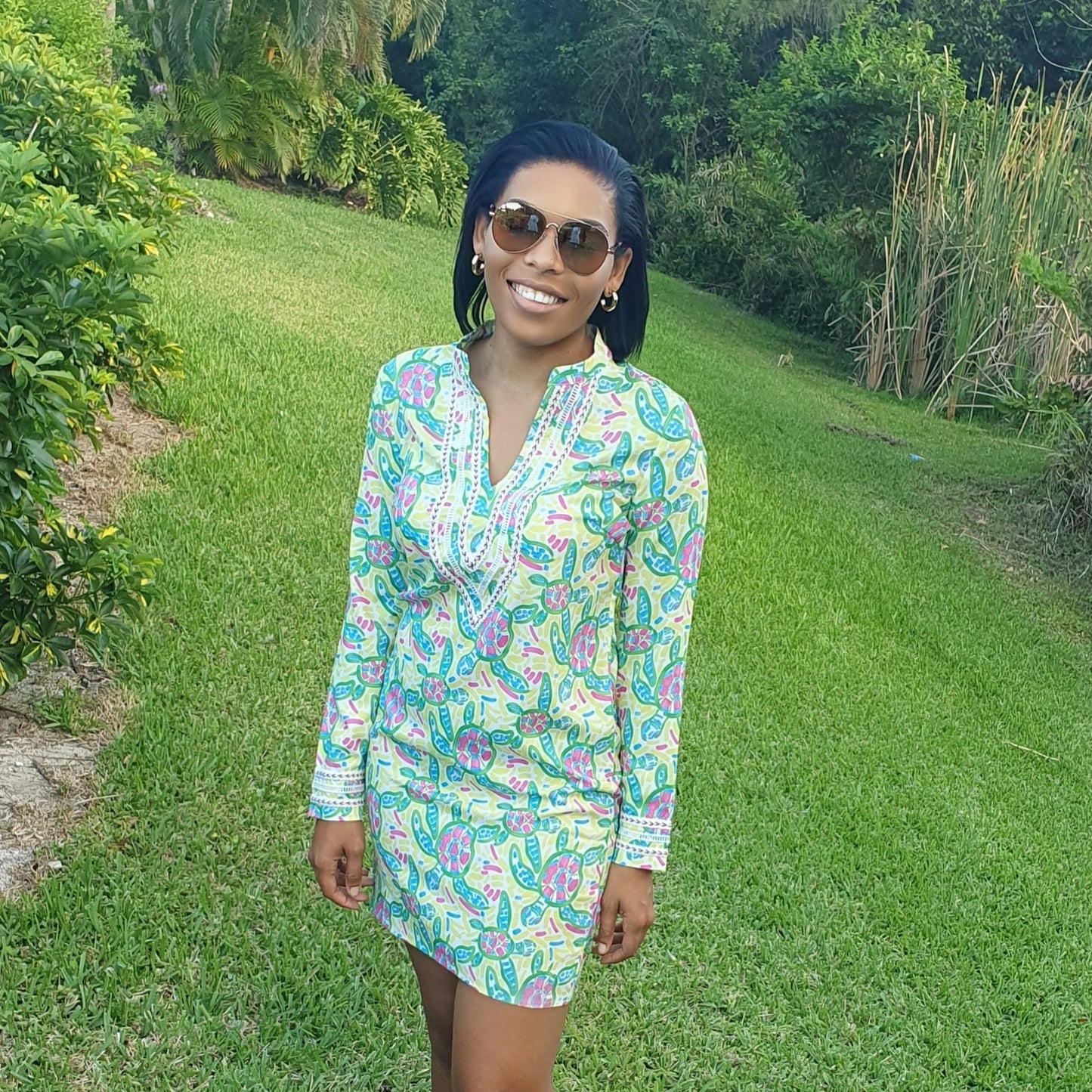 Nadine Turtle Love Dress in Pink/Yellow