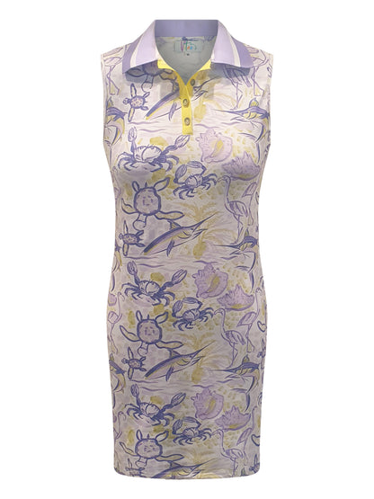 Tyrez Polo Dress- Purple/Yellow